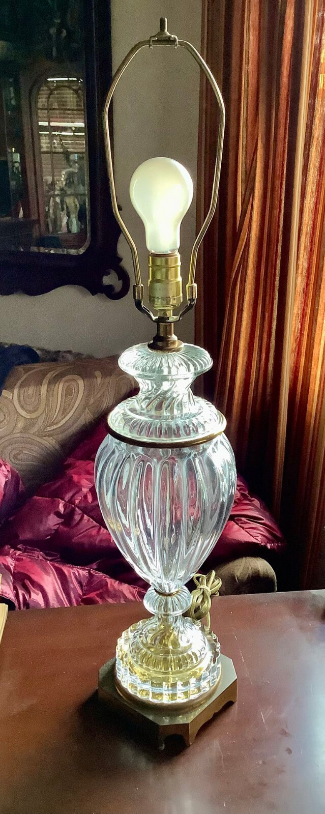 Vintage Antique Paul Hanson Baccarat Style Crystal Glass Table Lamp
