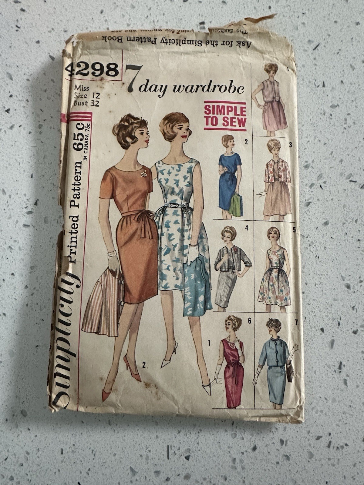 Vintage Simplicity Sewing Pattern 4298 7 Day Wardrobe Dress Junior 12 Vintage Simplicity Sewing Pattern 4298 7 Day Wardrobe Dress Junior 12