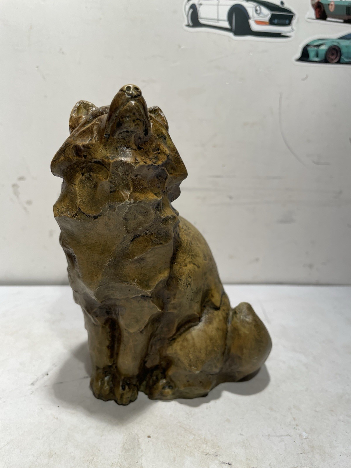 Vintage Wolf Figurine Stone Signed By Artist Ken Levali 5.5” H Brown Detailed 9 Vintage Wolf Figurine Stone Signed By Artist Ken Levali 5.5” H Brown Detailed 9