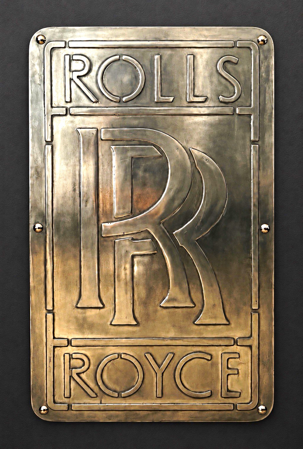 Rolls-Royce Inspired Vintage Garage Sign 28x48 Handmade Aluminum Relief