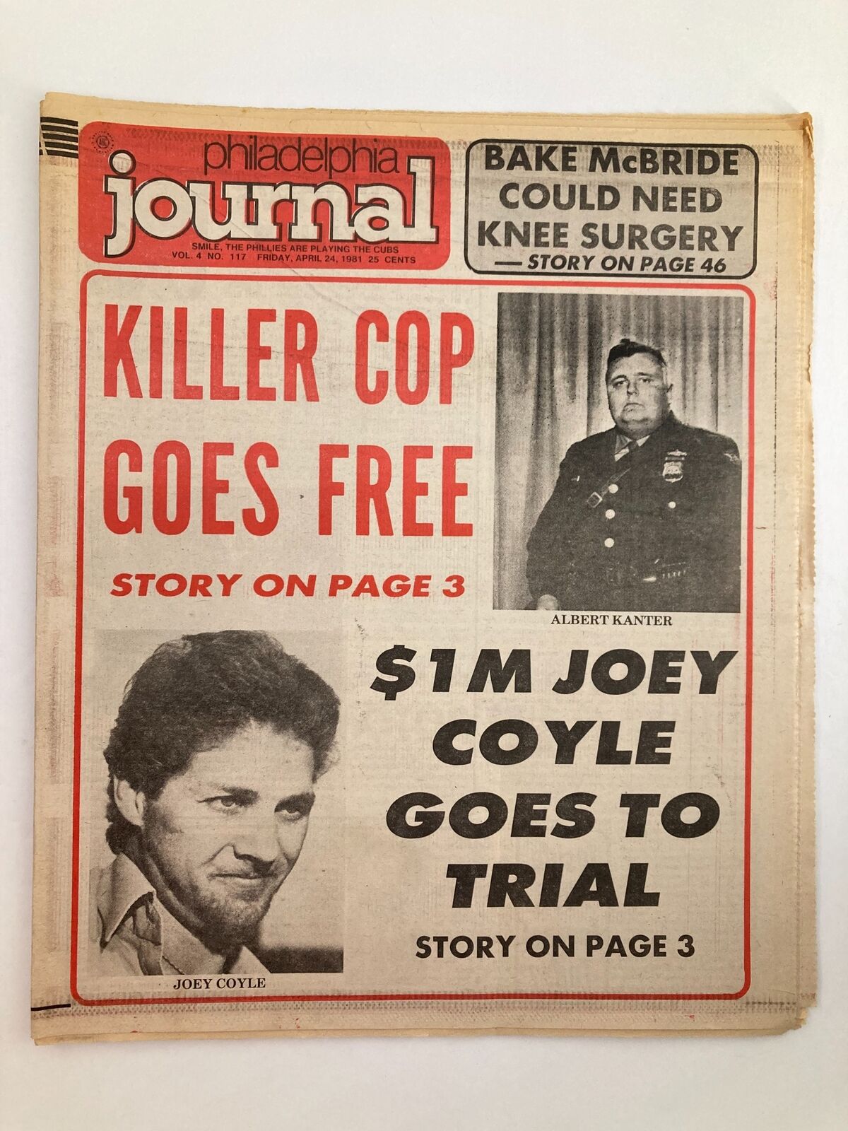 Philadelphia Journal Tabloid April 24 1981 Vol 4 #117 Albert Kanter & Joey Coyle