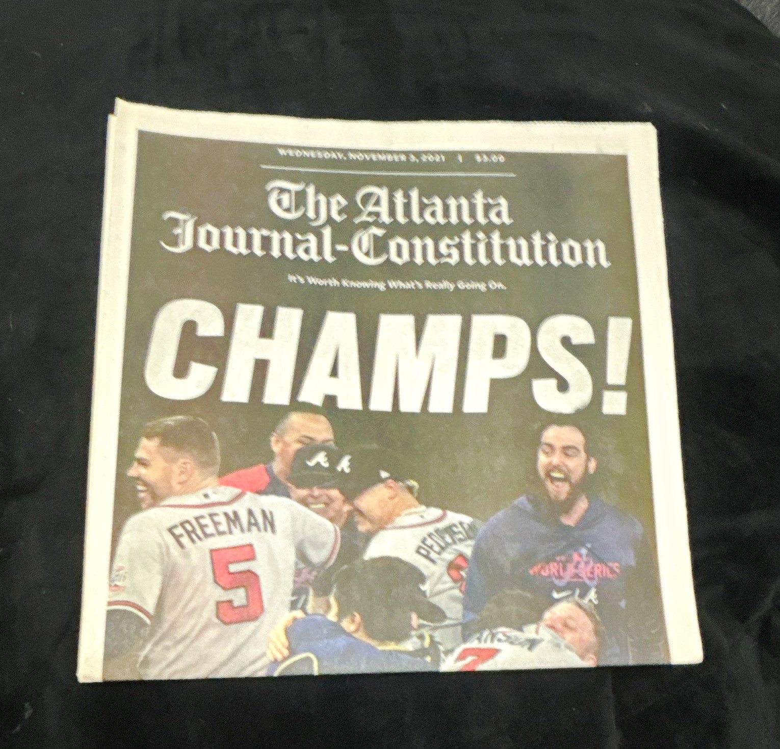 The Atlanta Journal-Constitution CHAMPS Newspaper Front Page Nov 3, 2021 The Atlanta Journal-Constitution CHAMPS Newspaper Front Page Nov 3, 2021