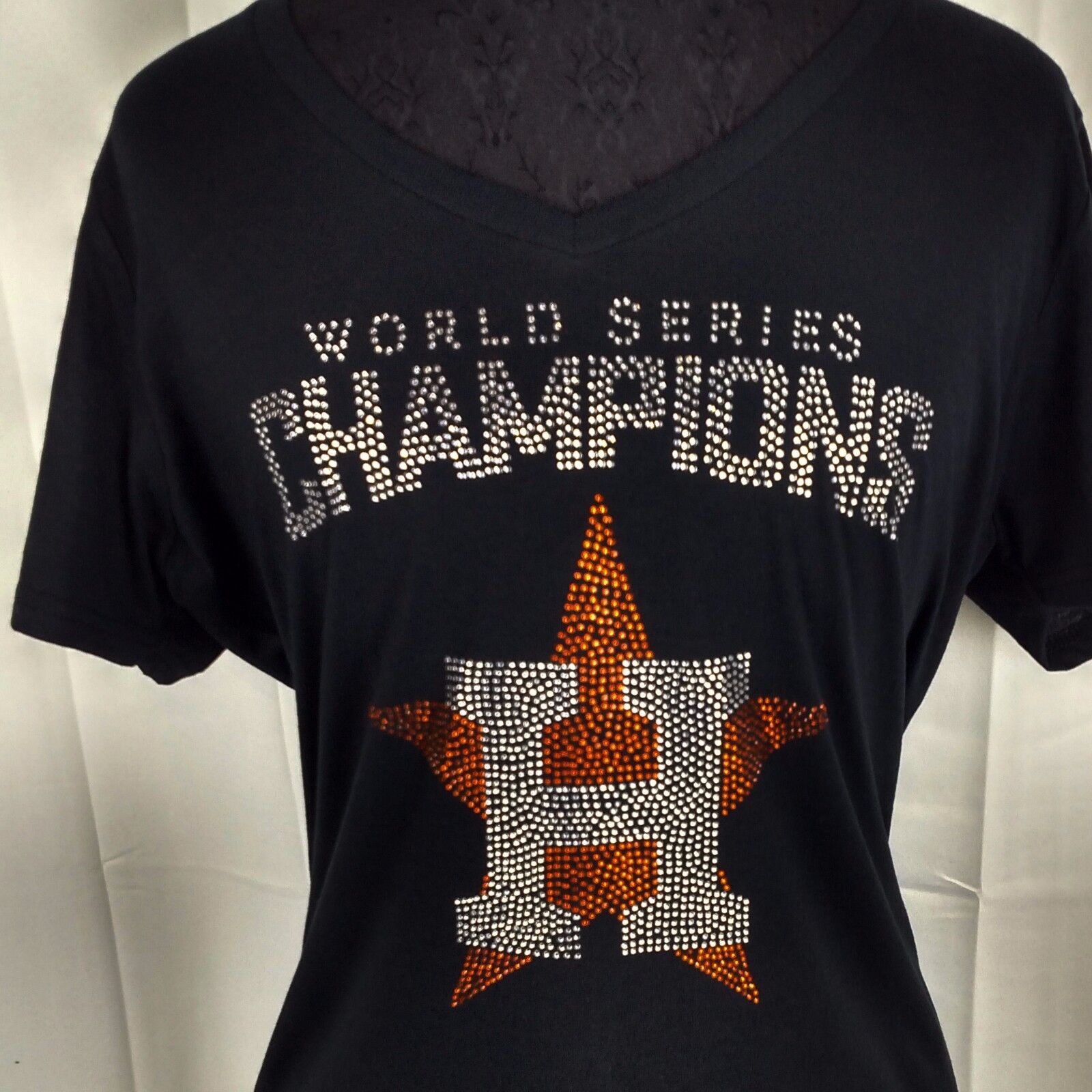 Women's Houston Astros Rhinestone baseball  V-neck World Series Champs