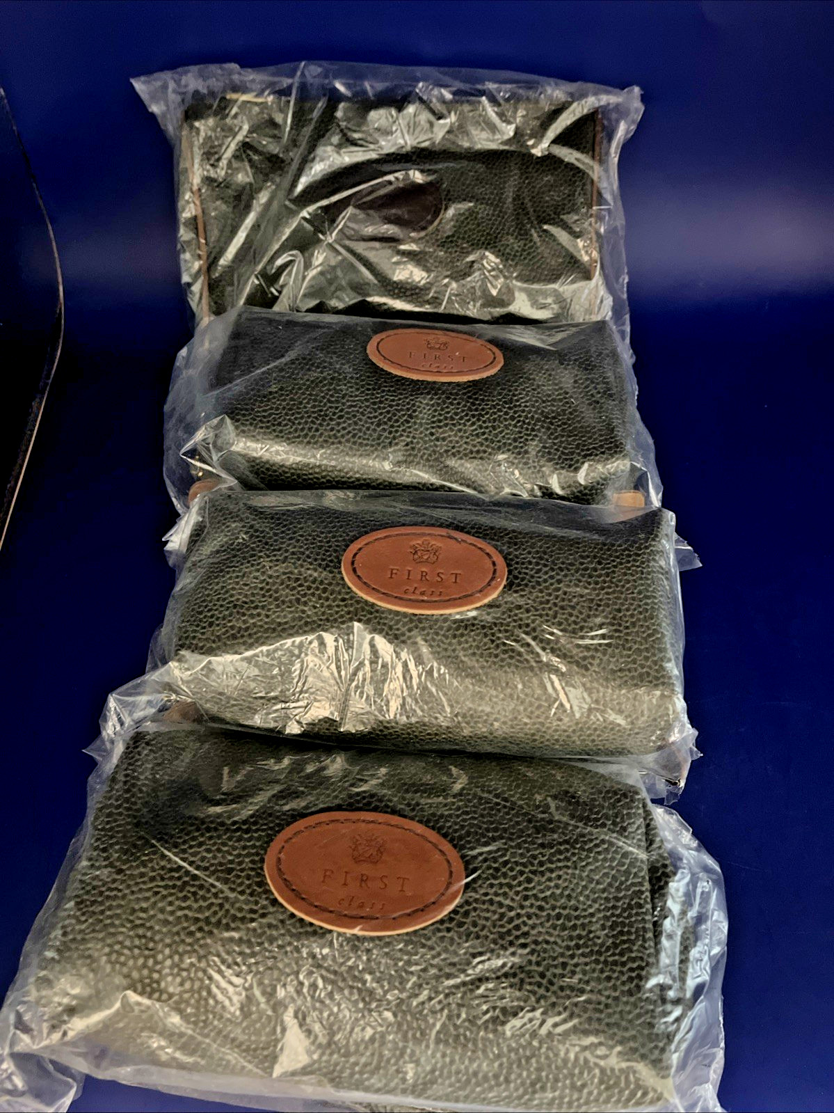 Vintage British Airways First Class Set of 4 Textured Faux Leather Amenity Kits Vintage British Airways First Class Set of 4 Textured Faux Leather Amenity Kits