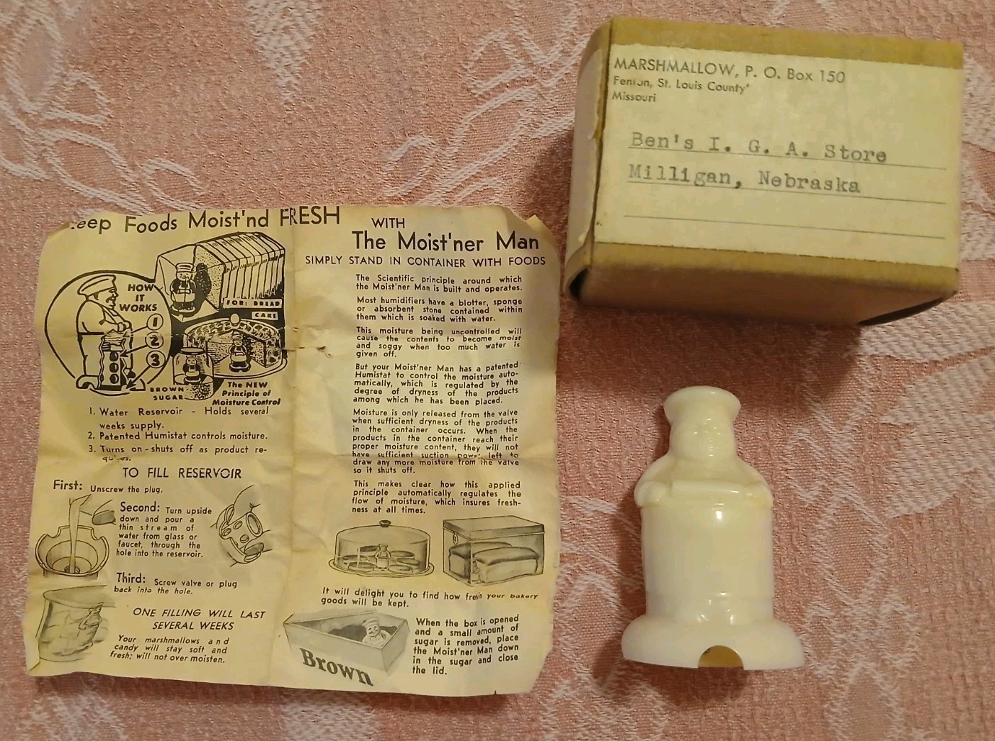 Vtg. 1940s Kitchen Gadget Bread Dehumidifier The Moist'ner Man Baker Figure Rare Vtg. 1940s Kitchen Gadget Bread Dehumidifier The Moist'ner Man Baker Figure Rare