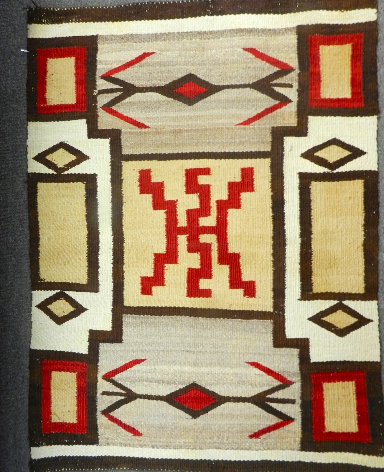 VTG NAVAJO JB MOORE STORM PATTERN WOOL RUG TEXTILE, WATRBUGS 41 VTG NAVAJO JB MOORE STORM PATTERN WOOL RUG TEXTILE, WATRBUGS 41