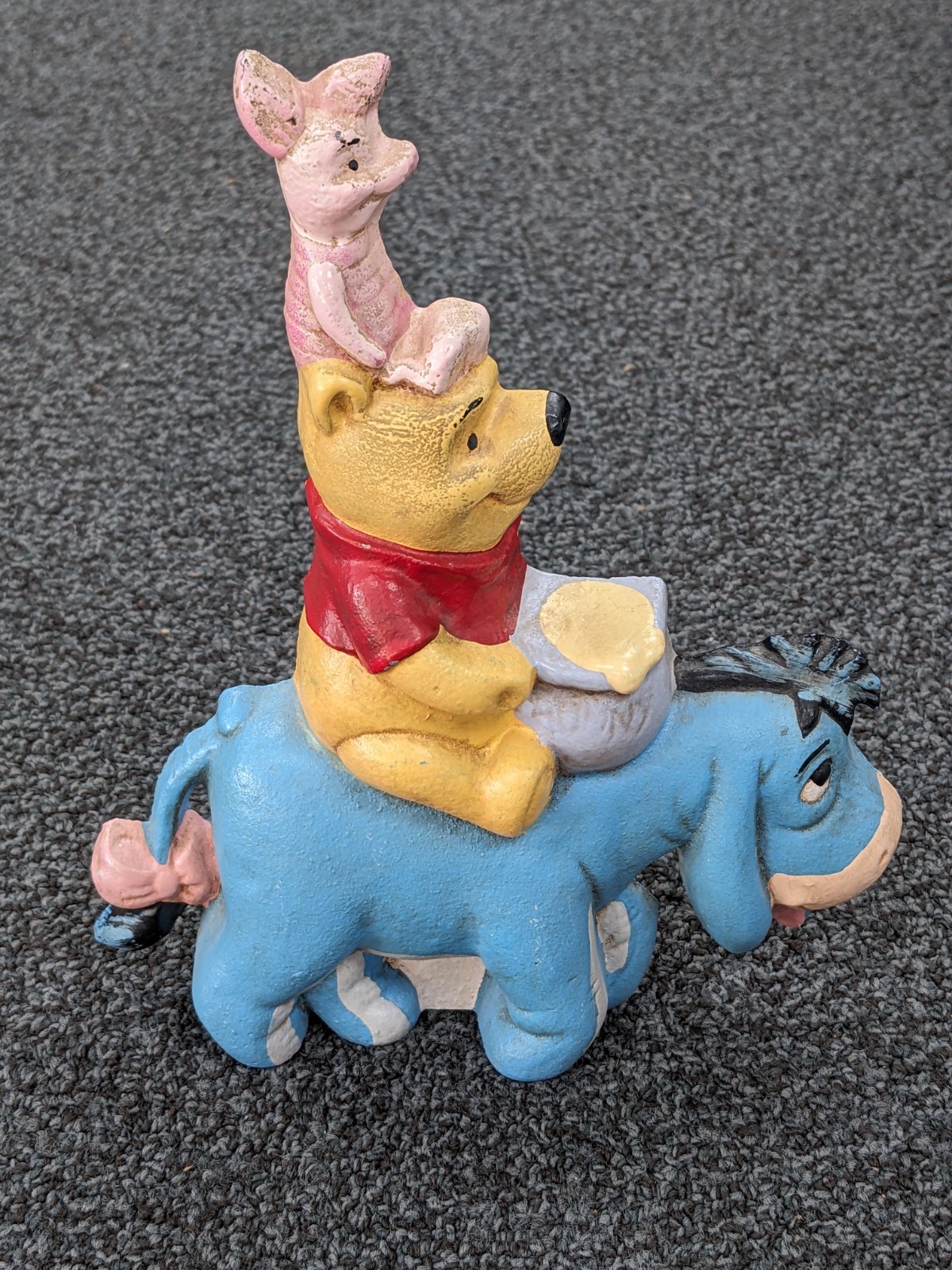 Disney Vintage Cast Iron Door Stop Winnie The Pooh Piglet Eeyore 6.6\ Disney Vintage Cast Iron Door Stop Winnie The Pooh Piglet Eeyore 6.6\