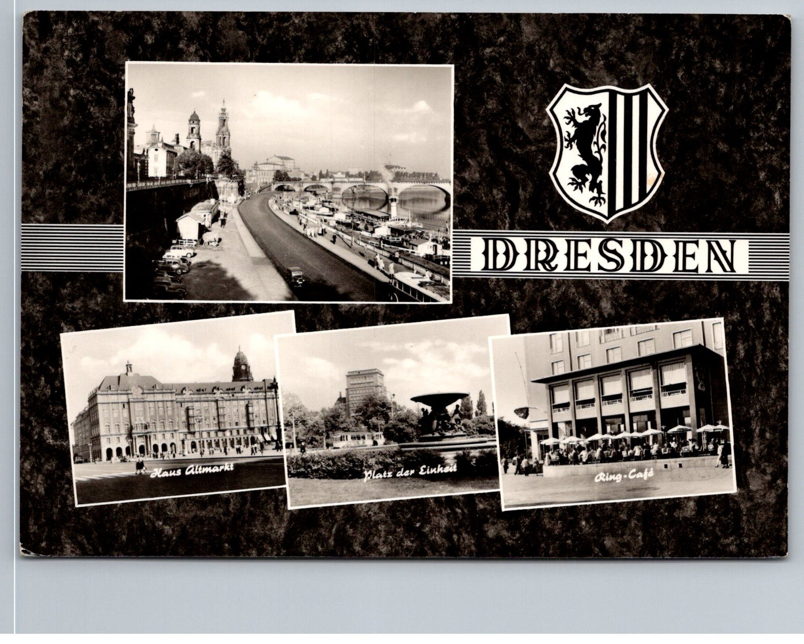 Dresden Landmarks Haus Altmarkt Platz der Einheit Ring Cafe Postcard