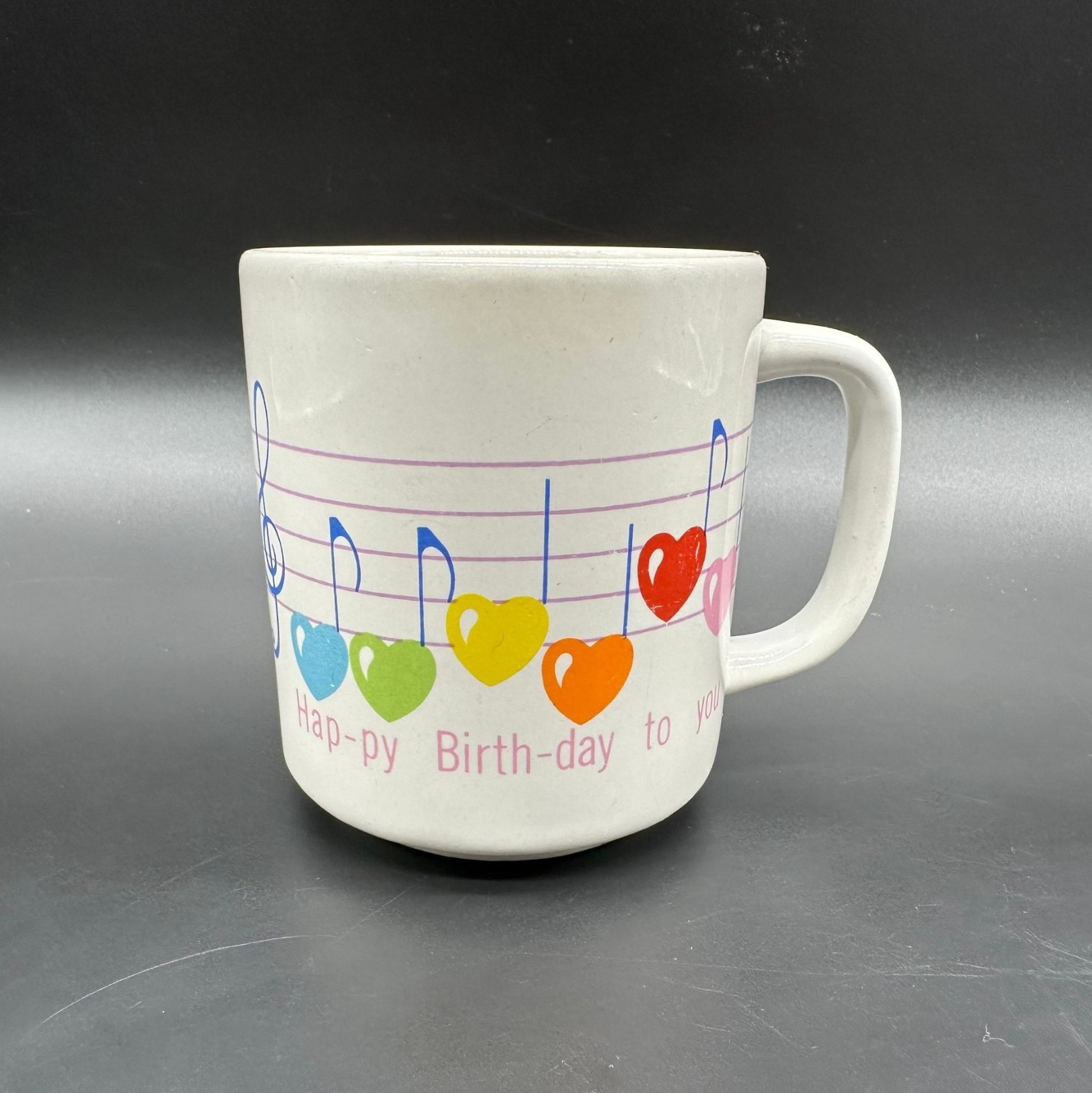 Vintage Happy Birthday Mug Rainbow Hearts Fun Kitschy Gift 1982 Wallace Berrie Vintage Happy Birthday Mug Rainbow Hearts Fun Kitschy Gift 1982 Wallace Berrie