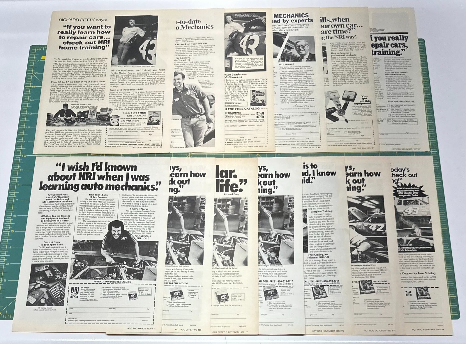 1973-1987 King Richard Petty Vintage Magazine 13 Ad Lot NRI NASCAR STP Stock Car 1973-1987 King Richard Petty Vintage Magazine 13 Ad Lot NRI NASCAR STP Stock Car