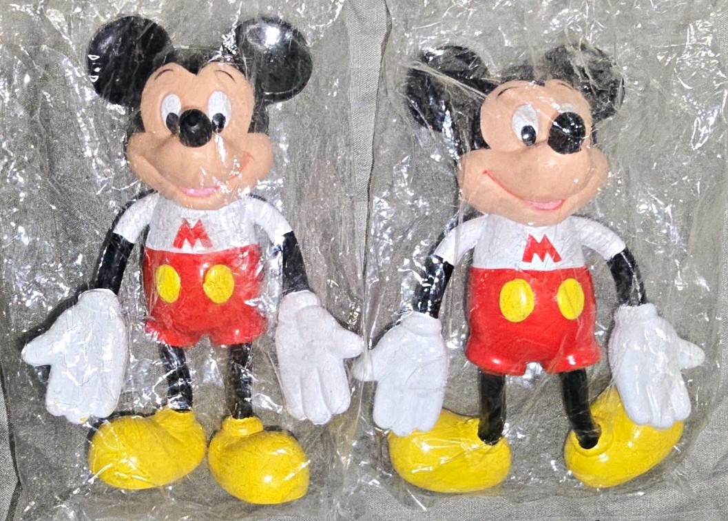 2 Vintage Disney Mickey Mouse Bendable Figures 5\ 2 Vintage Disney Mickey Mouse Bendable Figures 5\