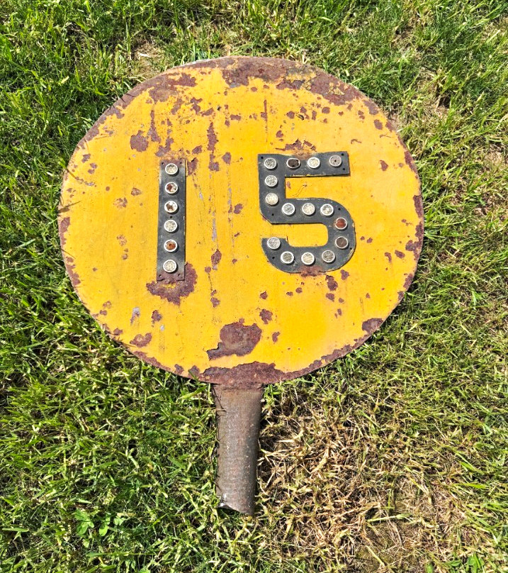 Vintage 1920\'s 15MPH Steel Train Yard Sign Vintage 1920\'s 15MPH Steel Train Yard Sign