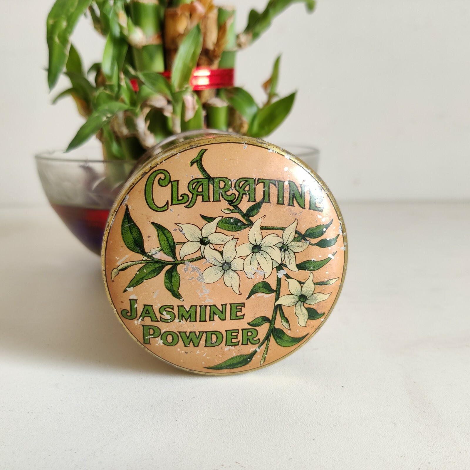 1930s Vintage Claratine Jasmin Toilet Powder Advertising Tin Box London TB434 1930s Vintage Claratine Jasmin Toilet Powder Advertising Tin Box London TB434