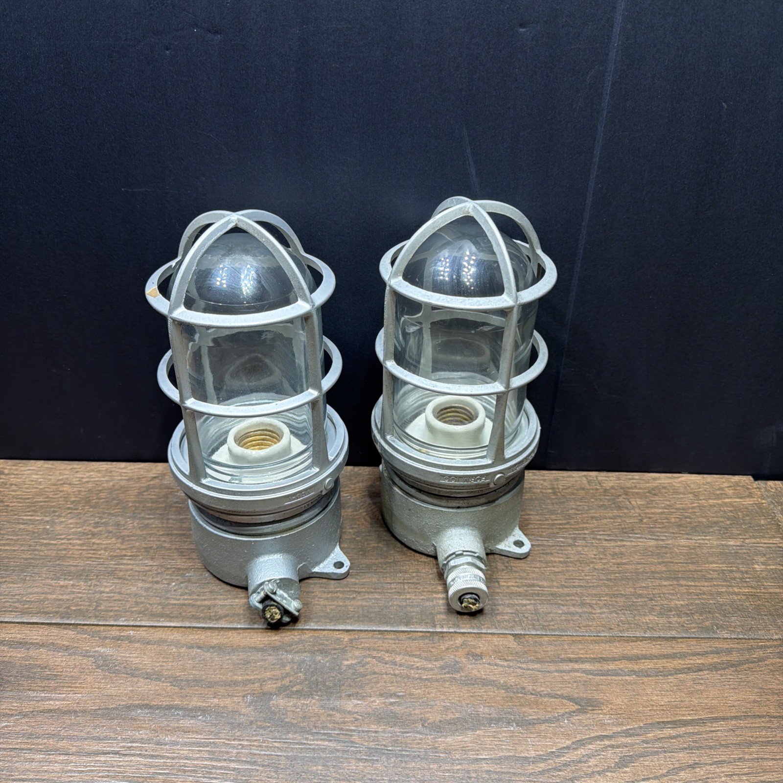 Appleton Vintage Industrial Explosion Proof Cage Light Fixture Pair Appleton Vintage Industrial Explosion Proof Cage Light Fixture Pair