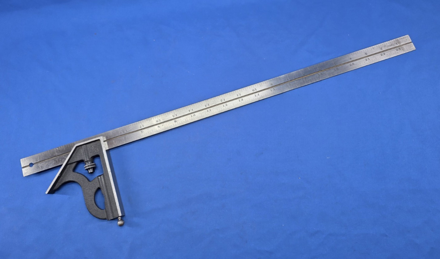 NICE Vintage  L. S. Starrett Co. Combination Square Head w Scribe on a 24