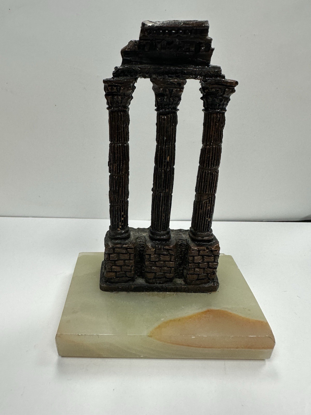 Temple of Castor & Pollux, Rome, Italy Metal Souvenir Building On Marble