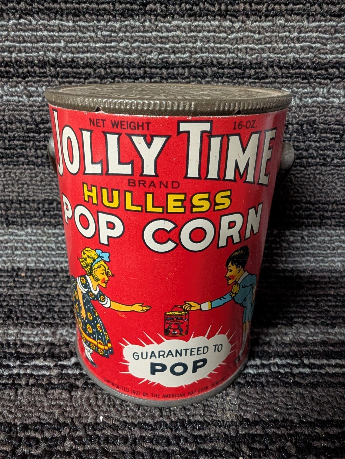 VARY RARE Jolly Time Popcorn Tin Container 1927s Sioux City Iowa VARY RARE Jolly Time Popcorn Tin Container 1927s Sioux City Iowa