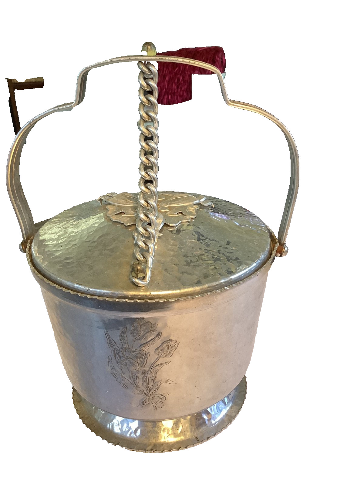 Vintage ice bucket/hammered aluminum/Rodney Kent/ Vintage ice bucket/hammered aluminum/Rodney Kent/
