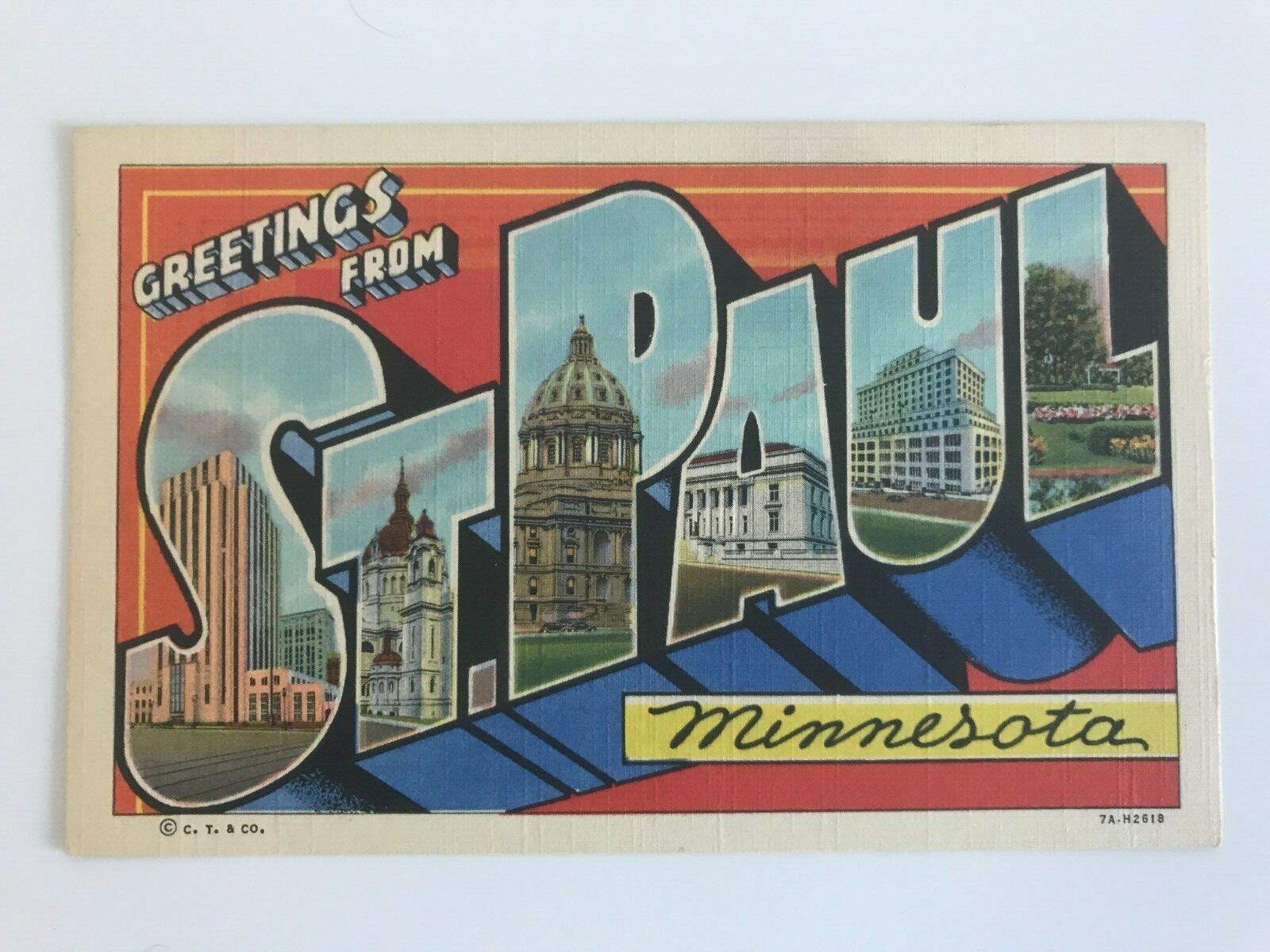 Postcard MN St Paul Minnesota Large Letter State Capitol Landmarks c1940's Postcard MN St Paul Minnesota Large Letter State Capitol Landmarks c1940's