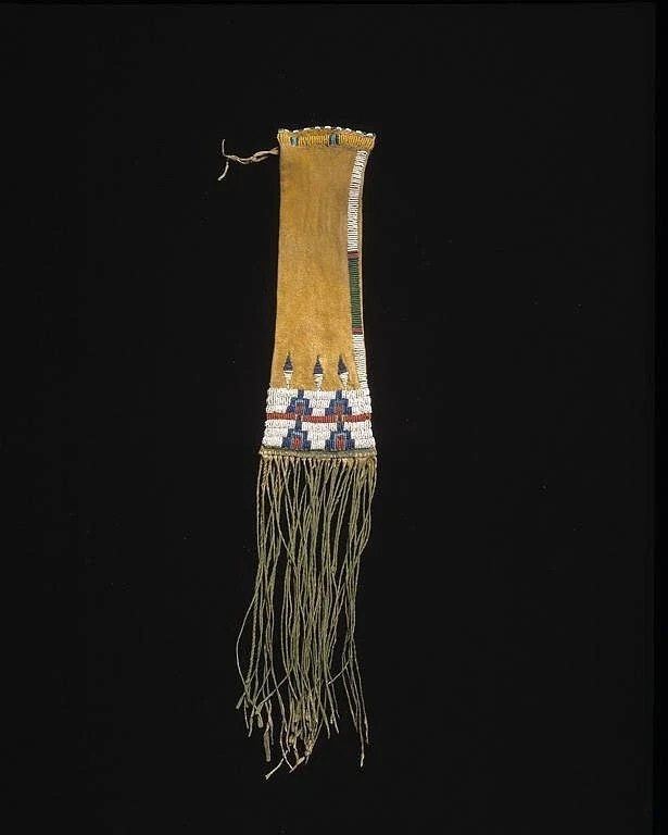 Indian Beaded Suede Leather tobacco Native Beaded pouch, hide tobacco pipe bag