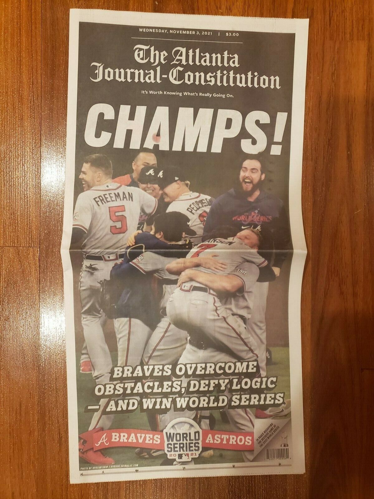 Atlanta Journal Constitution Newspaper Braves Win World Series Champs -11-3-2021