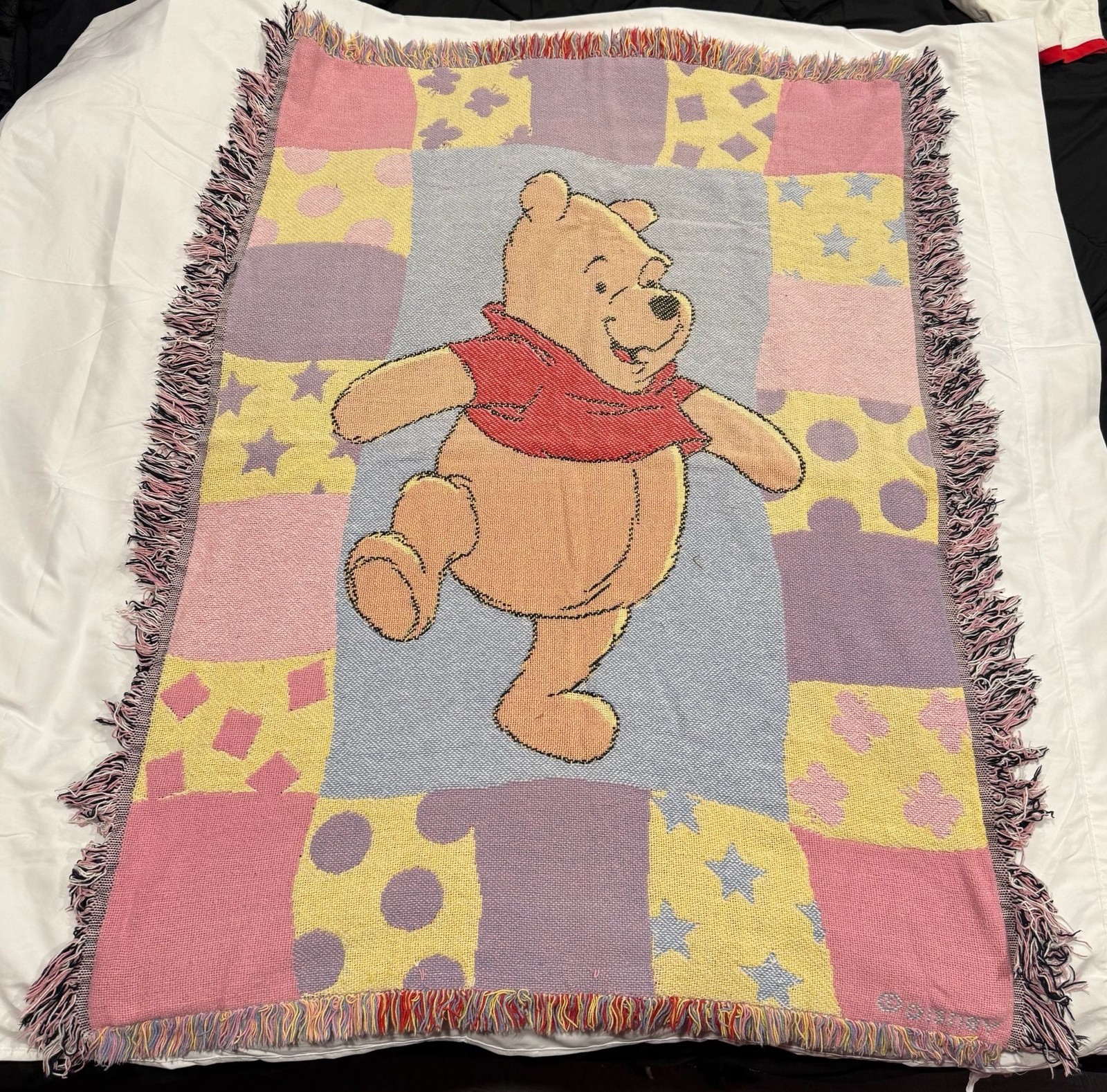 Vintage 90s Winnie the Pooh Disney Woven Baby Tapestry Throw Blanket 36\ Vintage 90s Winnie the Pooh Disney Woven Baby Tapestry Throw Blanket 36\