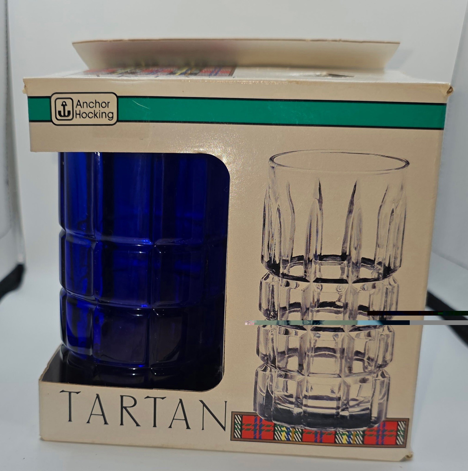Anchor Hocking TARTAN COBALT Flat Iced Tea Glasses - Set/4 - 16 oz. Anchor Hocking TARTAN COBALT Flat Iced Tea Glasses - Set/4 - 16 oz.