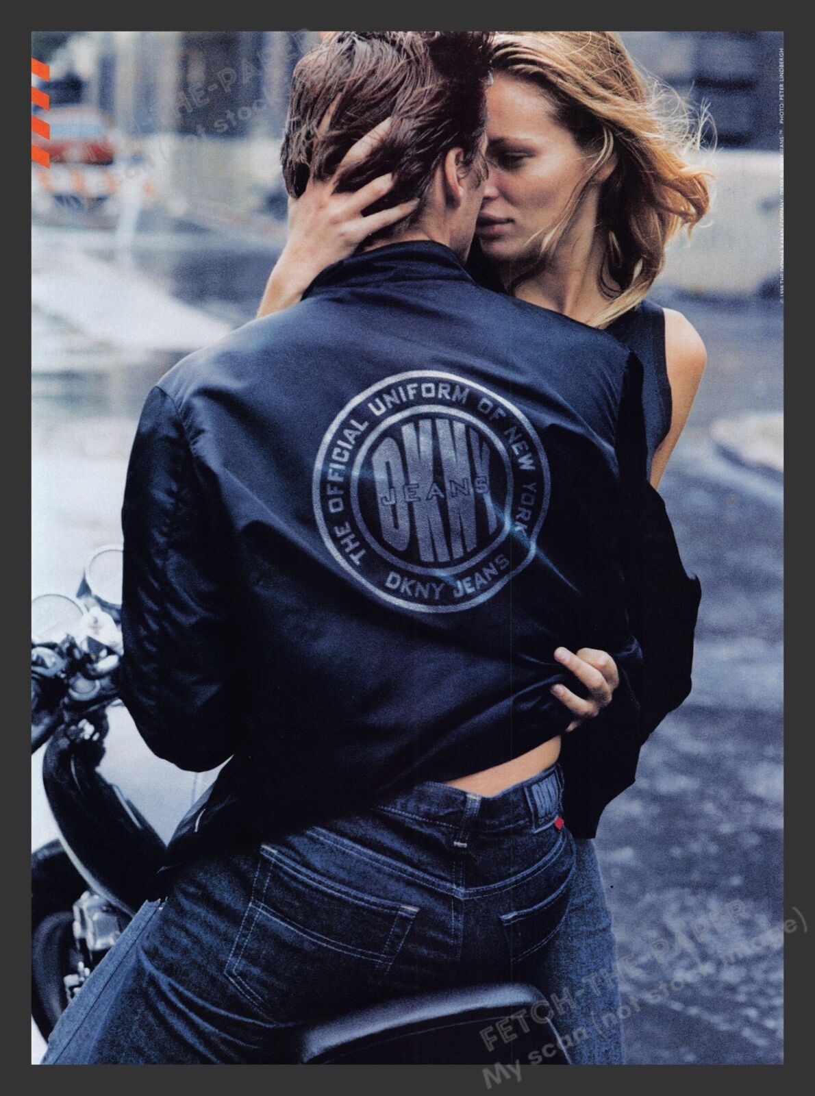 DKNY Jeans 1990s Print Advertisement Ad 1998 Motorcycle Esther Canadas