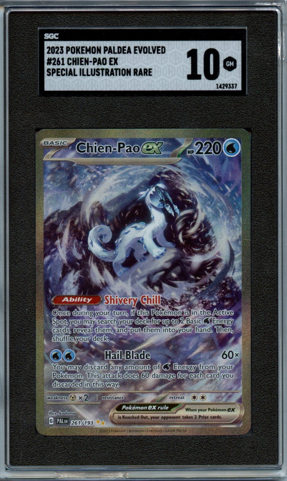 2023 Pokemon Chien-Pao EX Special Illustration Rare SGC 10 2023 Pokemon Chien-Pao EX Special Illustration Rare SGC 10