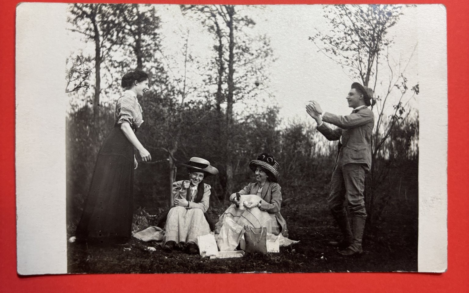 Vintage Edwardian Real Photo Postcard RPP Group Picnic Outdoor Scene Hats Women Vintage Edwardian Real Photo Postcard RPP Group Picnic Outdoor Scene Hats Women