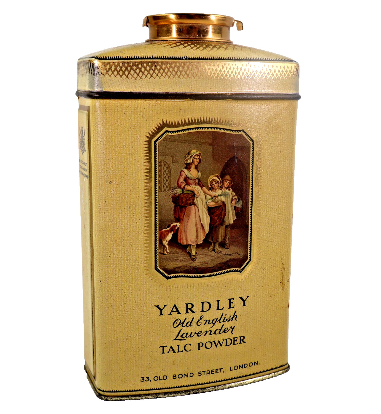 Antique vtg YARDLEY Old English Lavender TALC POWDER tin feels full bath decor Antique vtg YARDLEY Old English Lavender TALC POWDER tin feels full bath decor