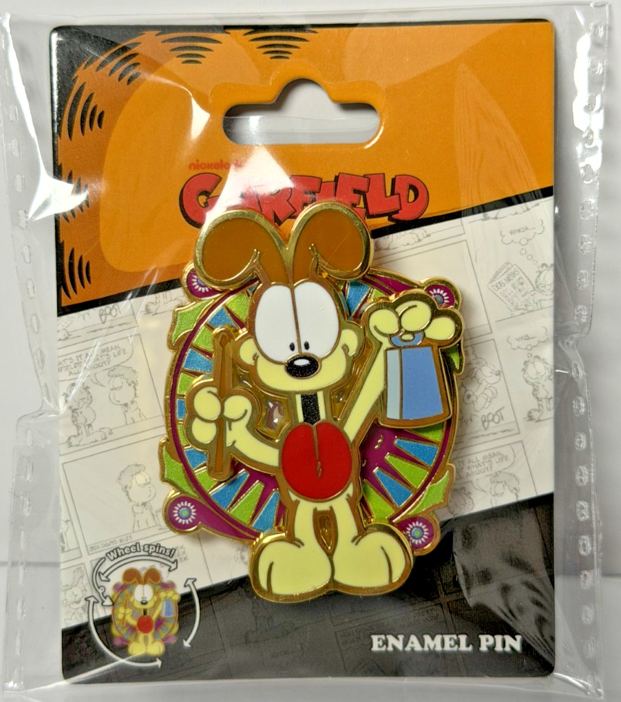 Garfield Odie 3D Spinner Metal Enamel Pin Cowbell Spinning Wheel New on Card Garfield Odie 3D Spinner Metal Enamel Pin Cowbell Spinning Wheel New on Card