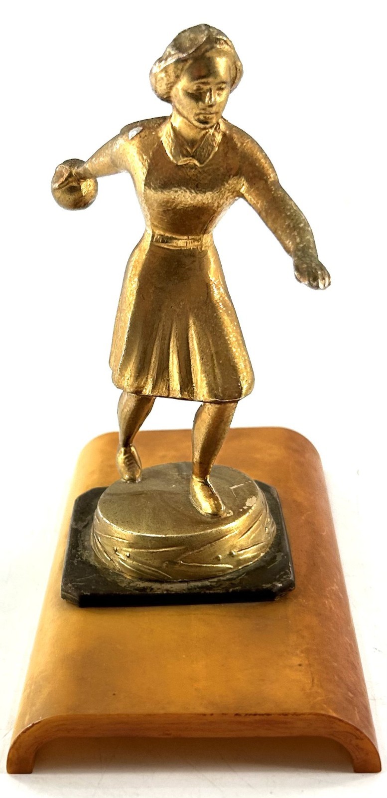 Vintage MCM Bakelite Bowling Trophy - Butterscotch Base - 5.5 Vintage MCM Bakelite Bowling Trophy - Butterscotch Base - 5.5