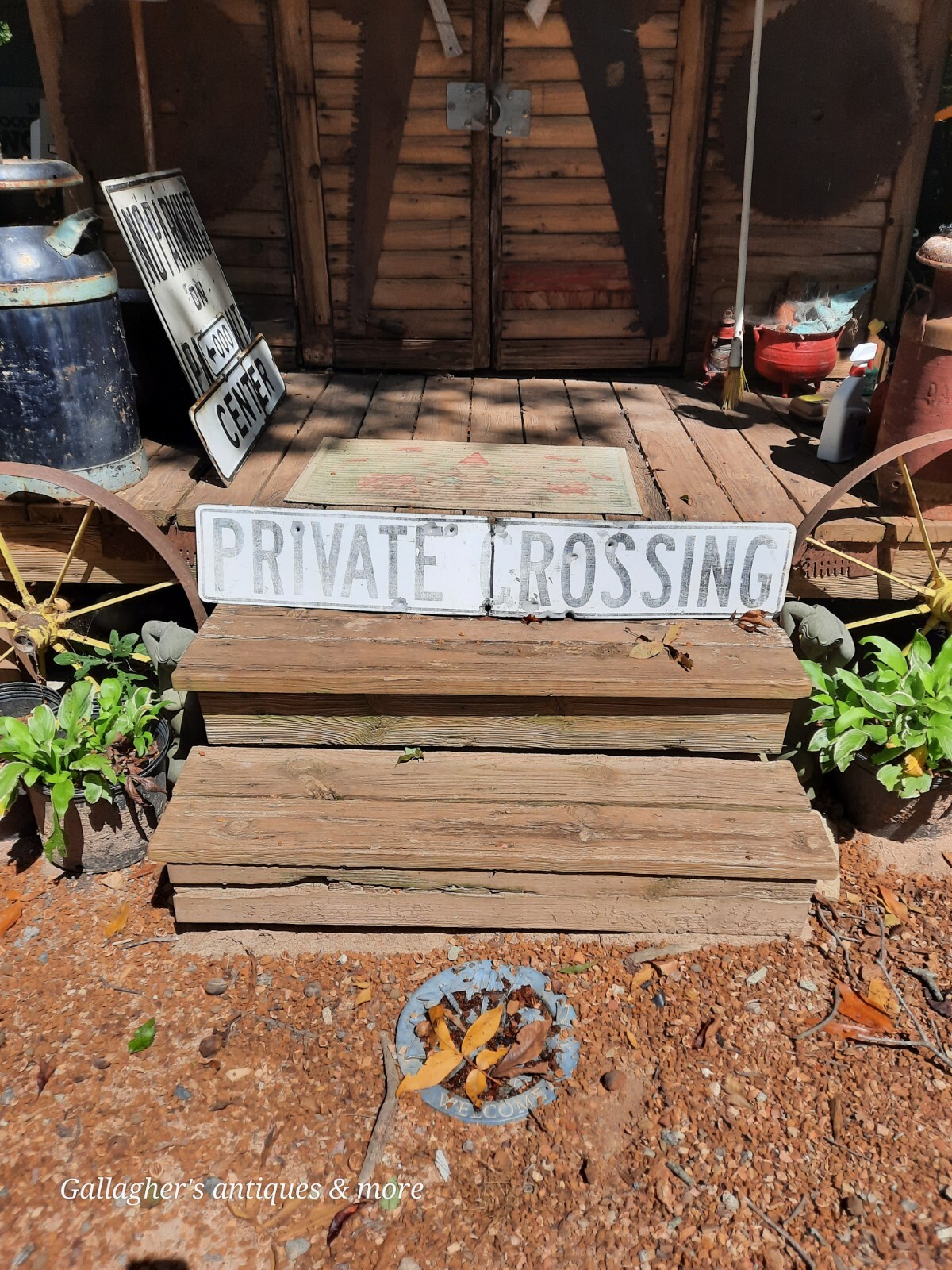 Vintage Authentic Private Crossing Aluminum Railroad Train Track 4 Foot 8\ Vintage Authentic Private Crossing Aluminum Railroad Train Track 4 Foot 8\