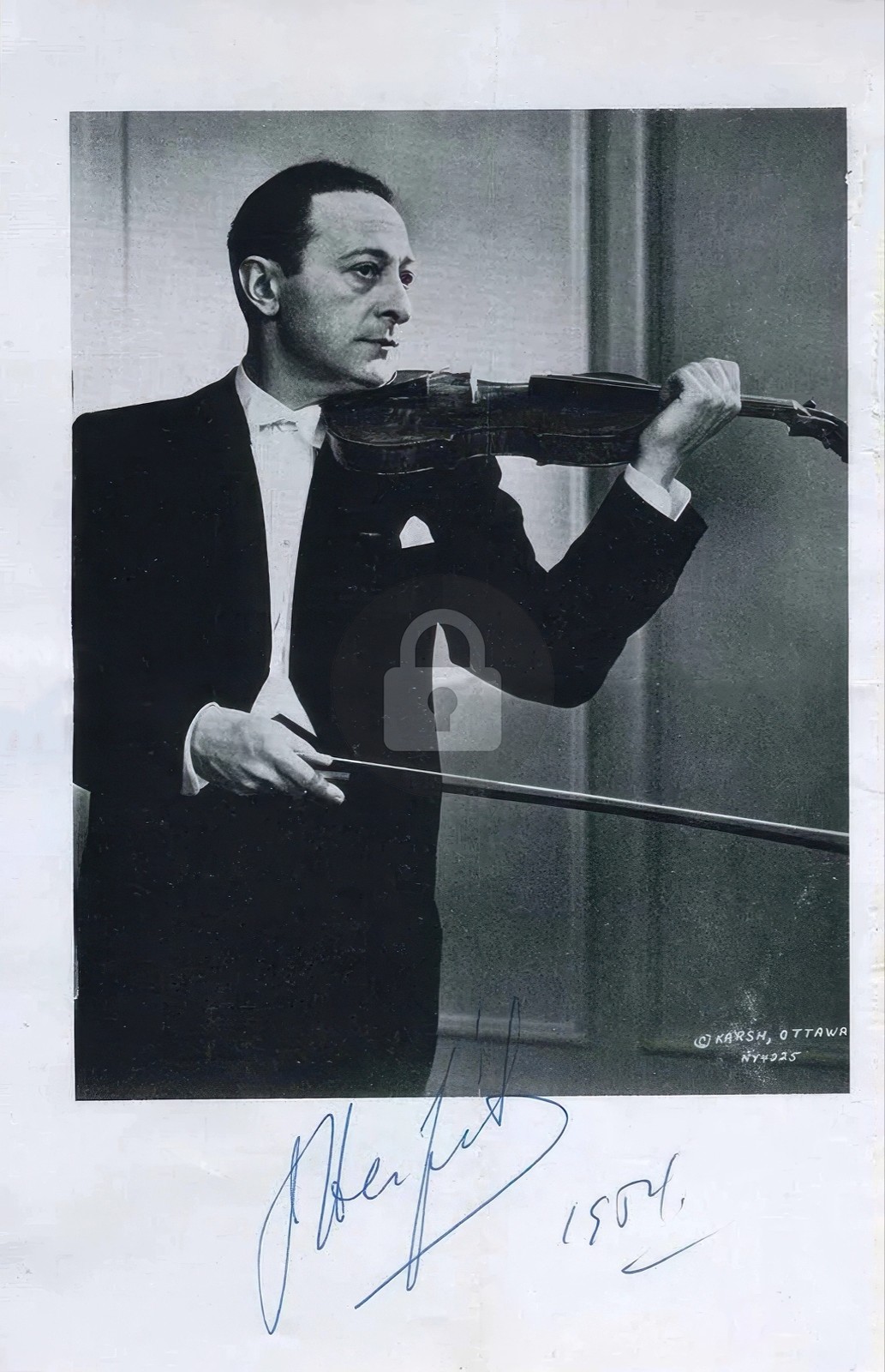 Jascha Heifetz [Violinist] Signed Autograph Photo Postcard COPY