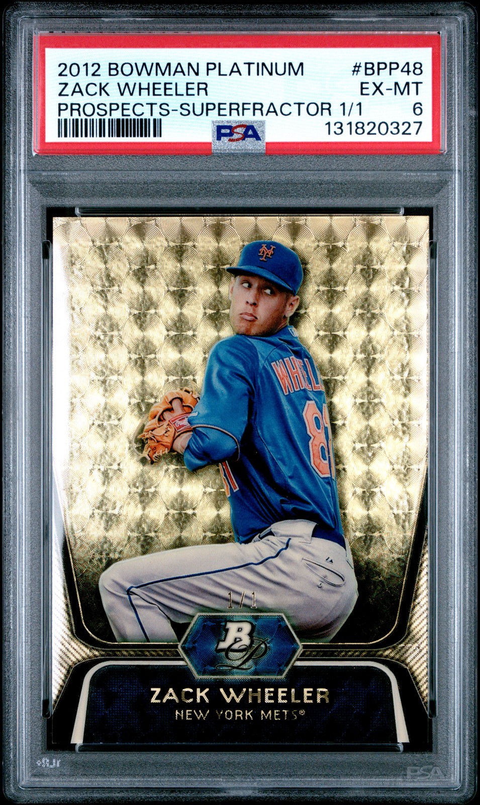 2012 BOWMAN PLATINUM PROSPECTS SUPERFRACTOR 1/1 #BPP48 ZACK WHEELER 1/1 PSA 6