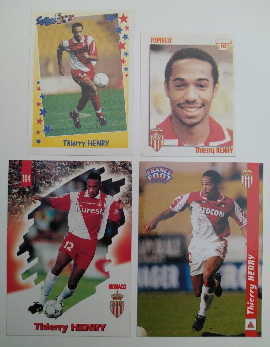 RARE ROOKIE THIERRY HENRY MONACO 97 98 99 PANINI FOOT FRANCE 4 STICKERS/CARDS
