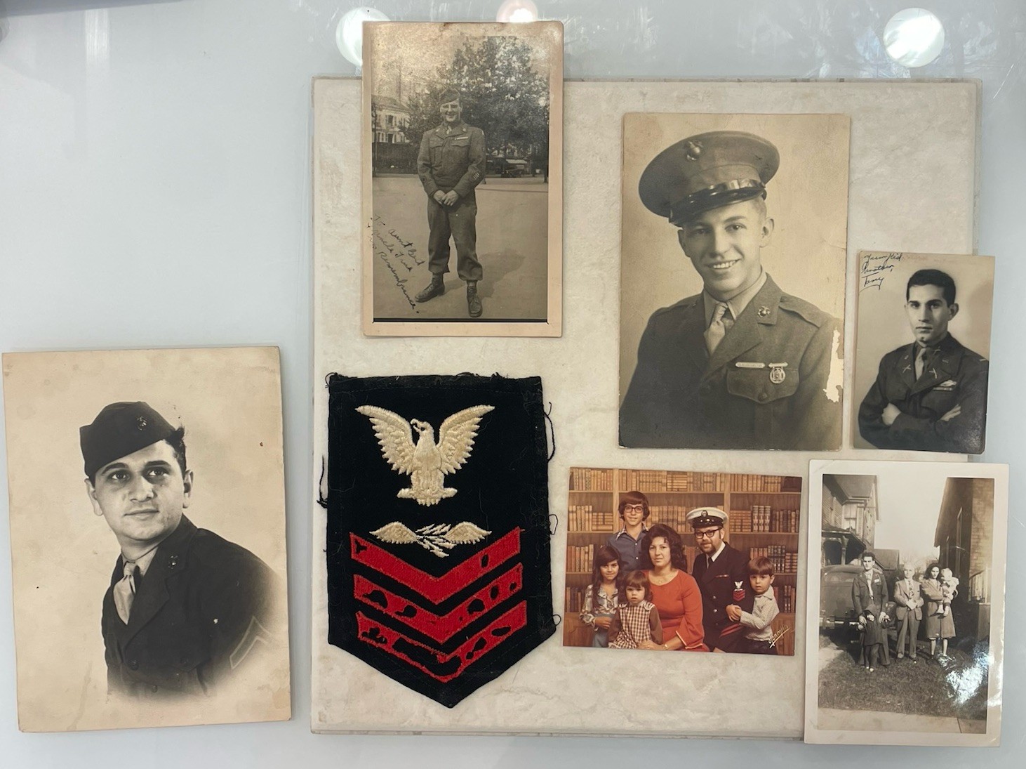 WWII Photo Ephemera Lot 1945 Le Havre France Letter USMC USN Aviation Patch Army
