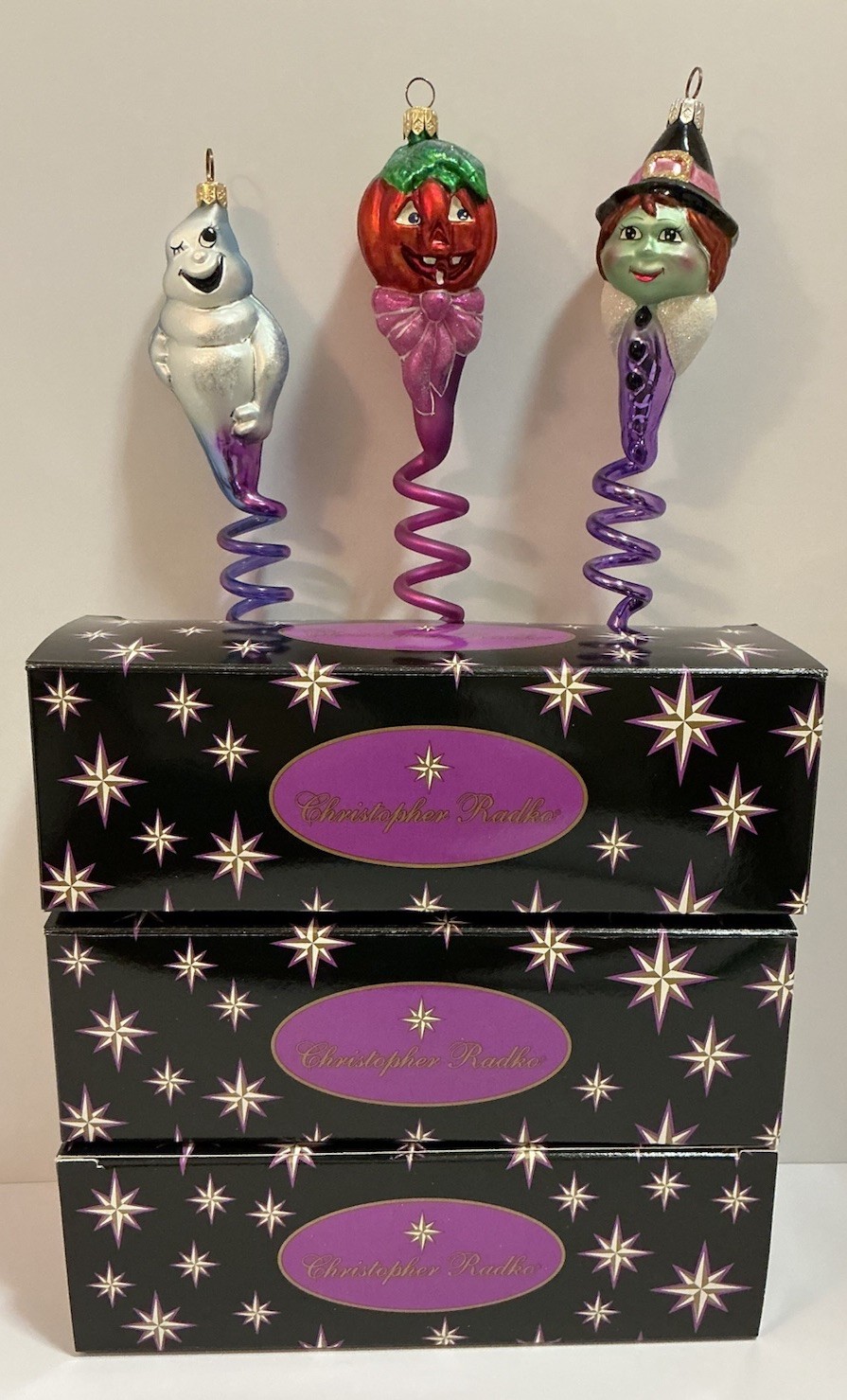 CHRISTOPHER RADKO HALLOWEEN TWIST SWIRL ORNAMENTS GHOST JACK O LANTERN WITCH NEW CHRISTOPHER RADKO HALLOWEEN TWIST SWIRL ORNAMENTS GHOST JACK O LANTERN WITCH NEW