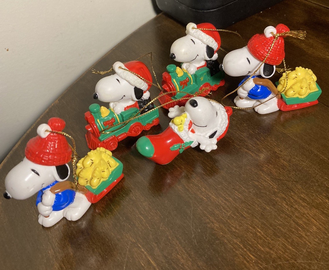 Vintage Whitman's Snoopy Christmas PVC Ornaments Lot of 5 - Peanuts - Woodstock Vintage Whitman's Snoopy Christmas PVC Ornaments Lot of 5 - Peanuts - Woodstock