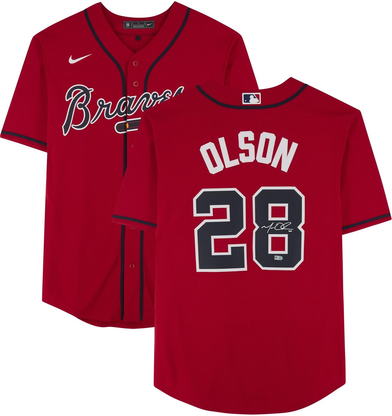 Matt Olson Atlanta Braves Autographed Red Nike Replica Jersey