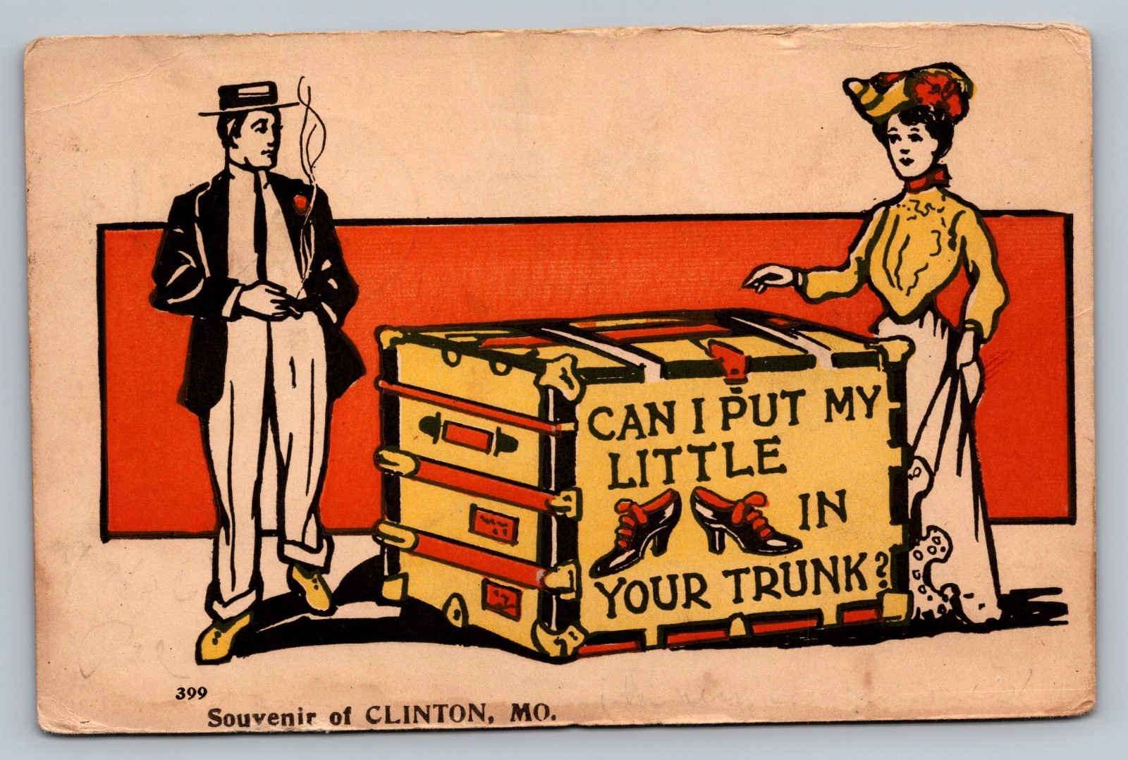 1906 Can I Put My Little Feet In Your Trunk Drawing Posted Vintage Postcard 1906 Can I Put My Little Feet In Your Trunk Drawing Posted Vintage Postcard