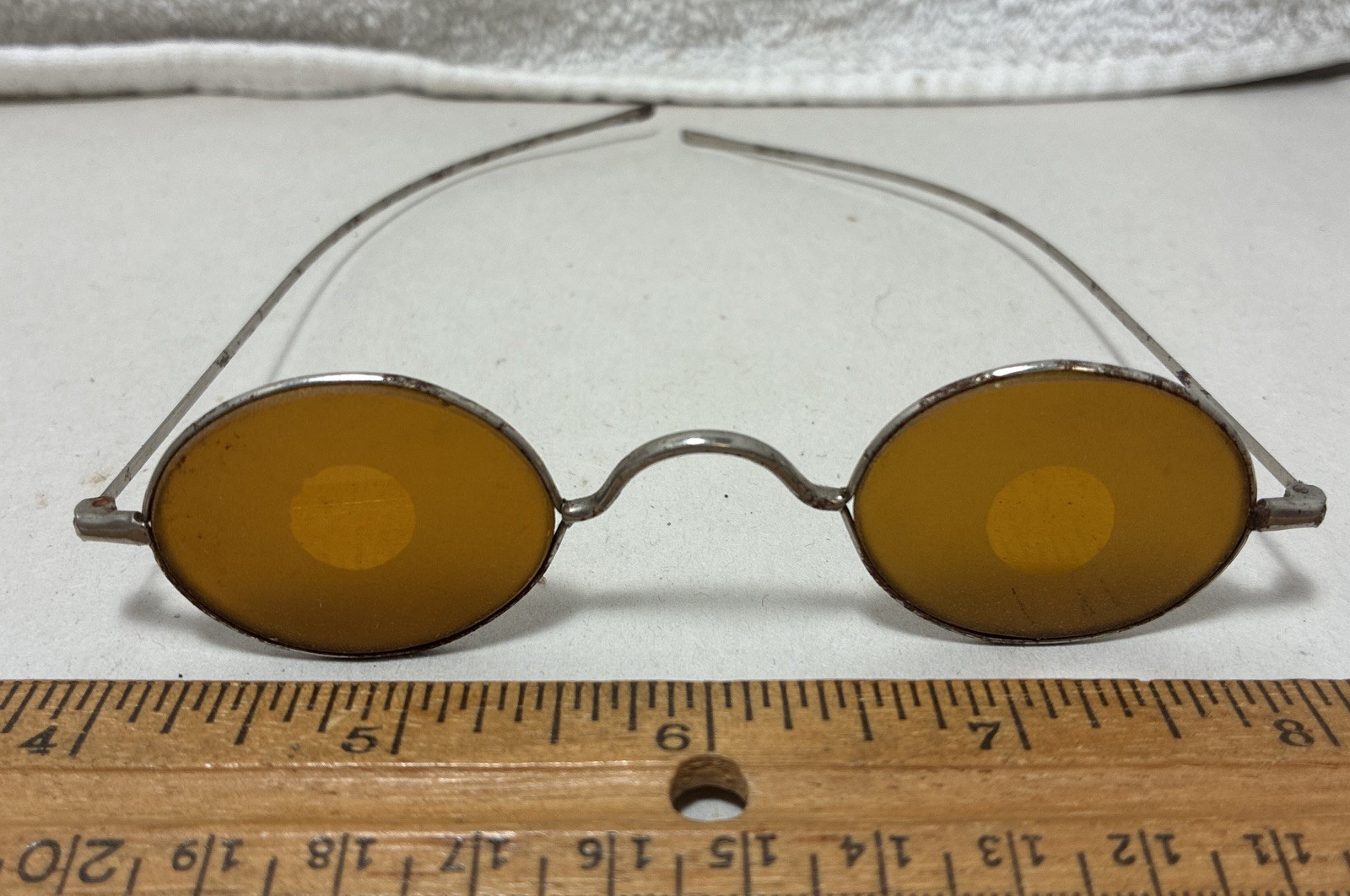 Original Antique Civil War Era Amber & Frosted Sharp Shooter Glasses Spectacles