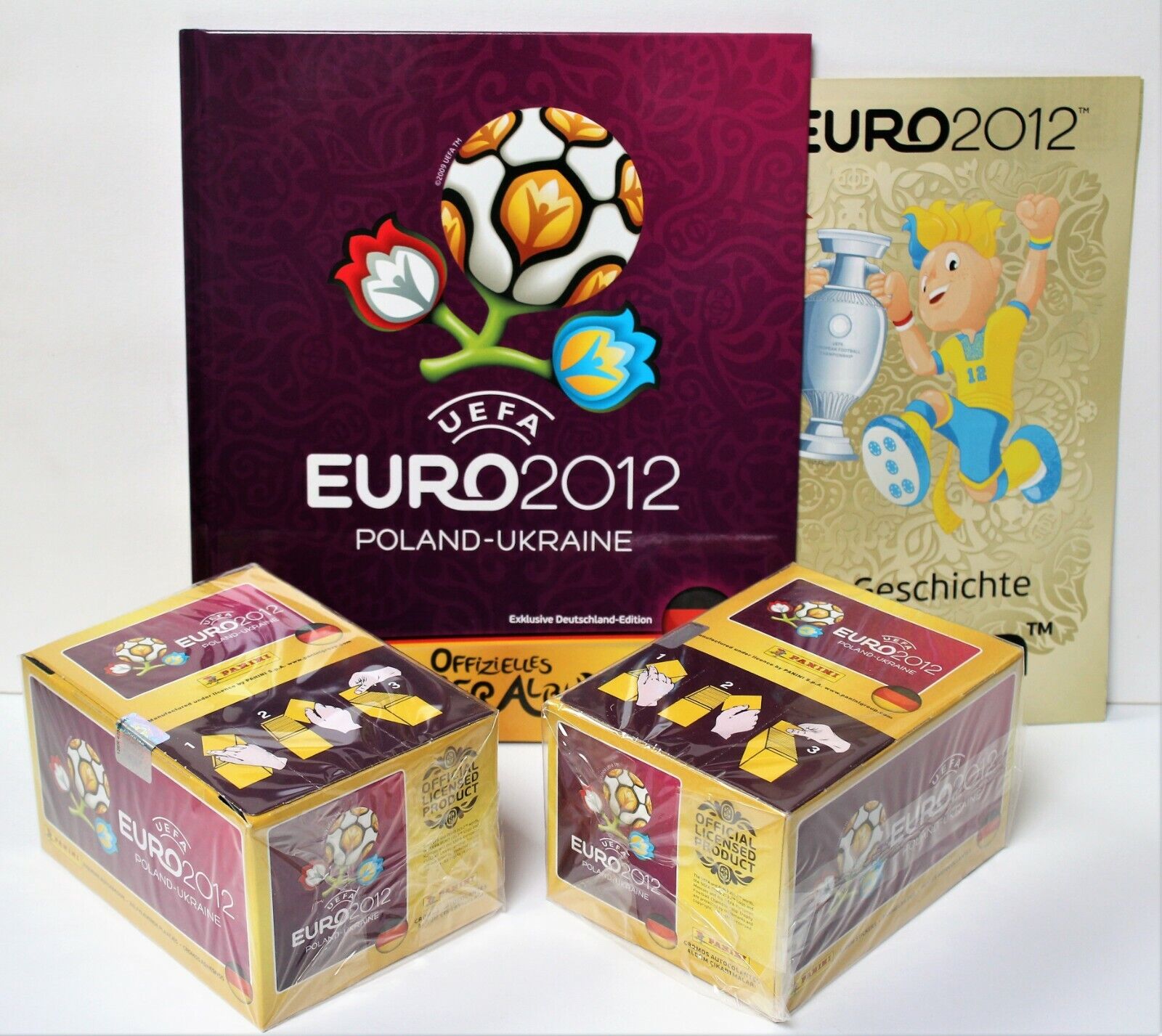 Panini EURO 2012 - 2 x display + hardcover deluxe blank album German version 