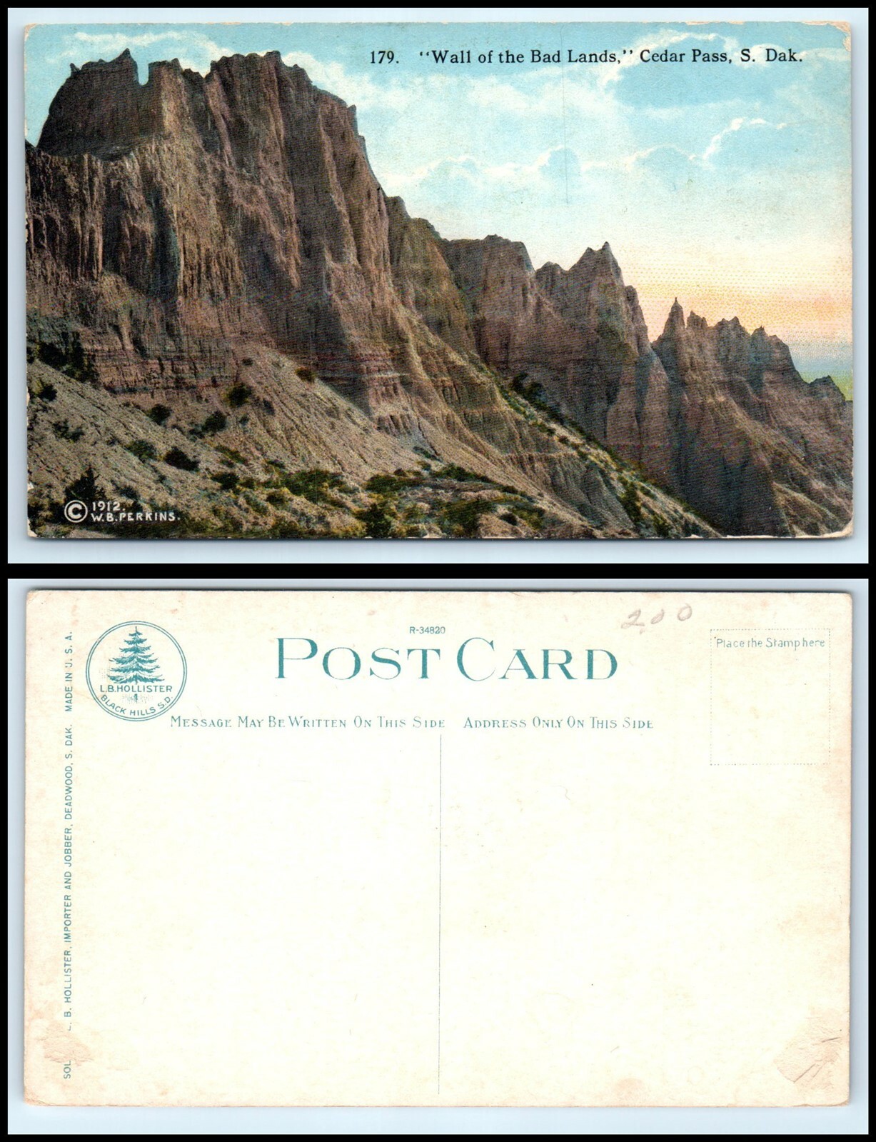 SOUTH DAKOTA Postcard - Cedar Pass, Wall Of The Badlands S39