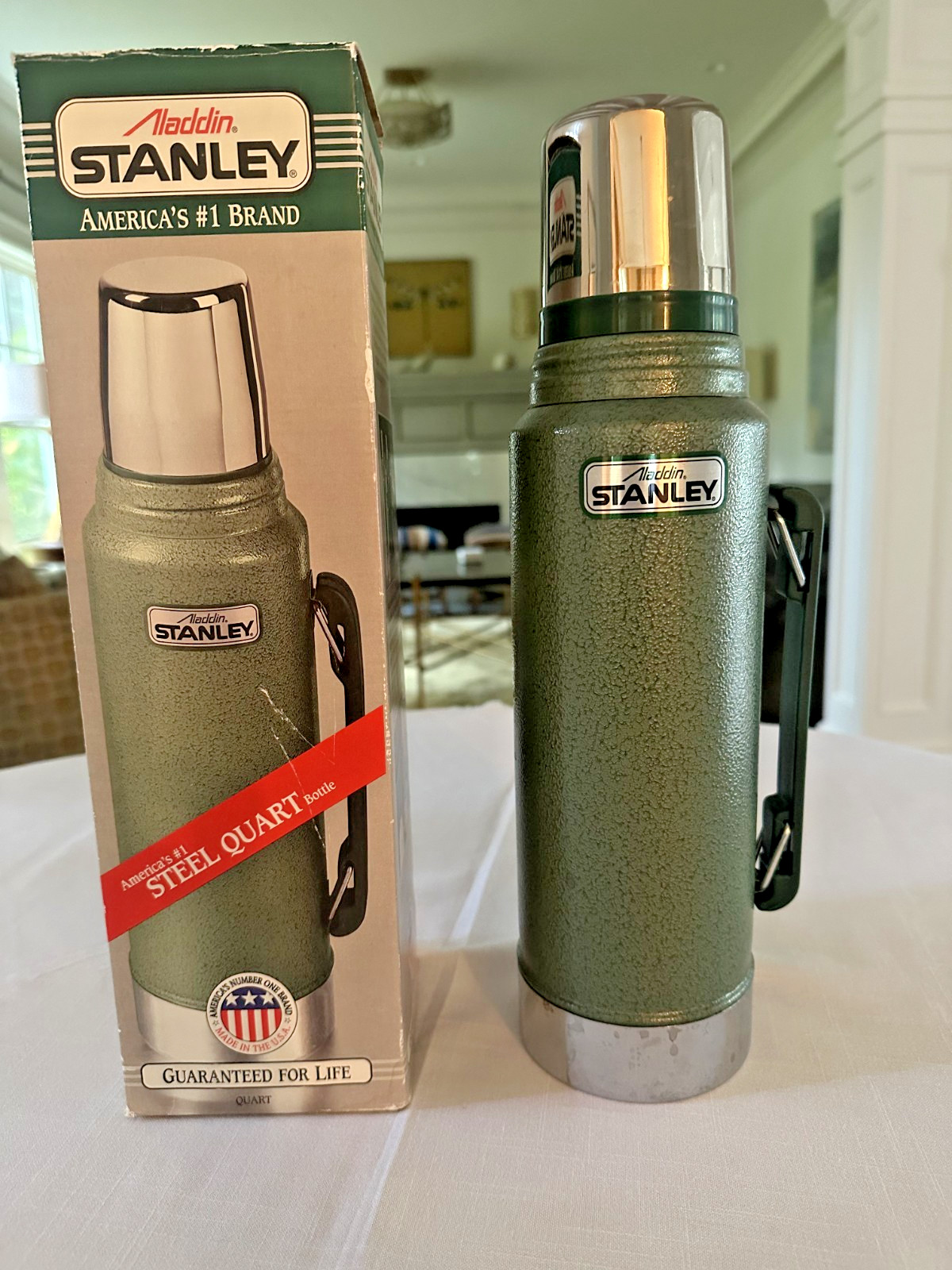 Vintage Aladdin Stanley Steel Quart Thermos in Box GREAT condition - DS29