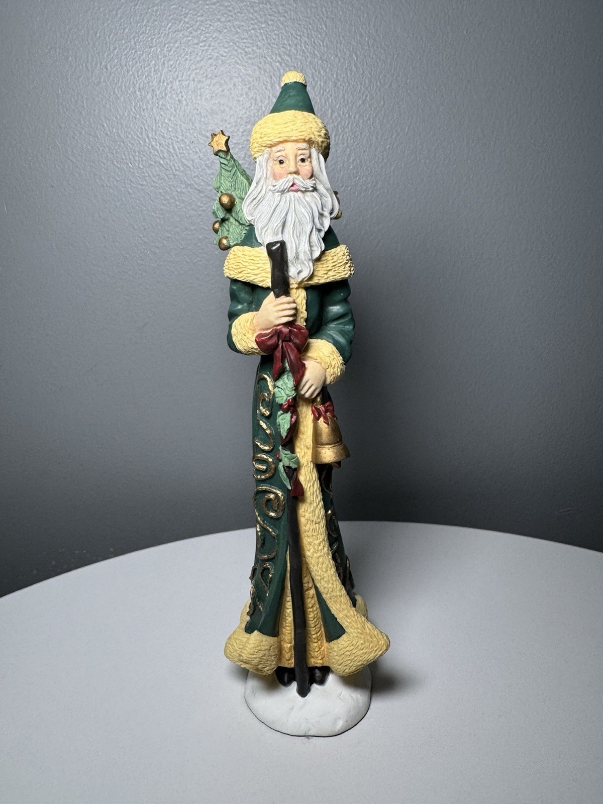 VTG 1996 Lenox The Collector\'s Treasury of Santas Green Pencil Figurine 7.5\