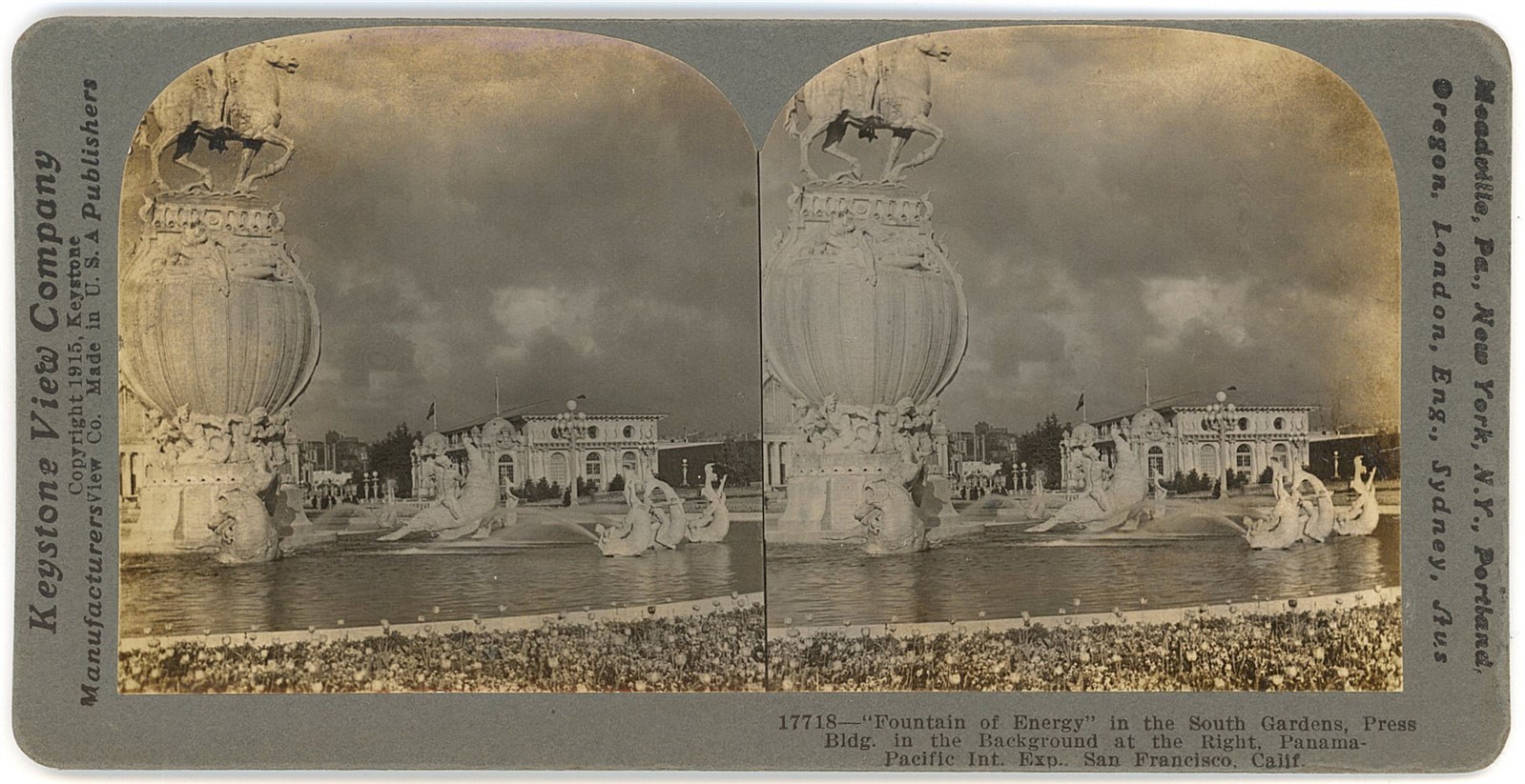 SAN FRANCISCO STEREOVIEW - PPIE - Fountain of Energy - Keystone c1915