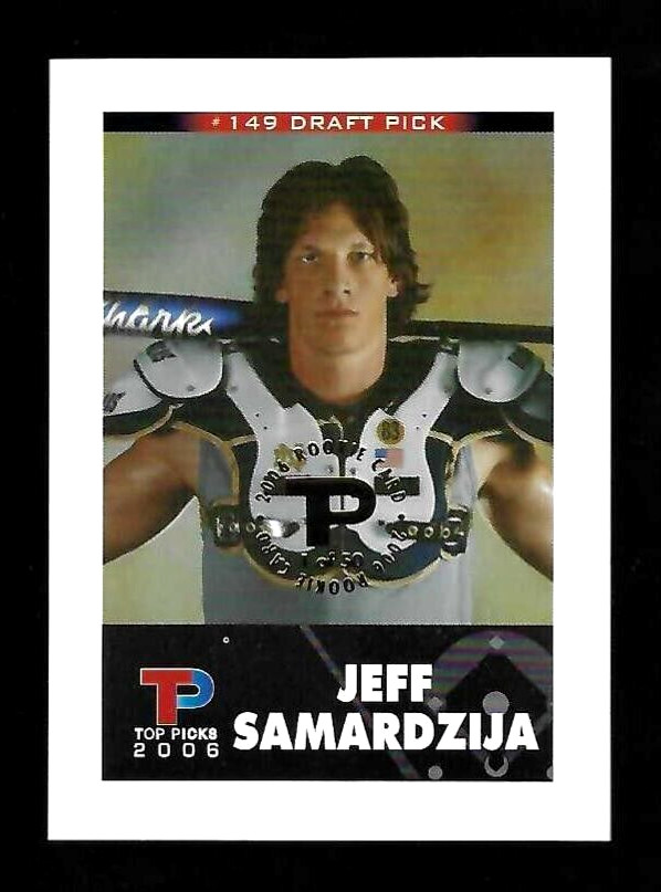 JEFF SAMARDZIJA 2006 Top Picks *GOLD FOIL 1 of 50* RC Card w/Shoulder Pads & Bat