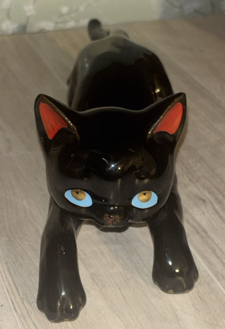 Vintage ARTMARK Ceramic Climbing Cat BLACK W/ Blue Eyes Japan Boho Witchy Vintage ARTMARK Ceramic Climbing Cat BLACK W/ Blue Eyes Japan Boho Witchy